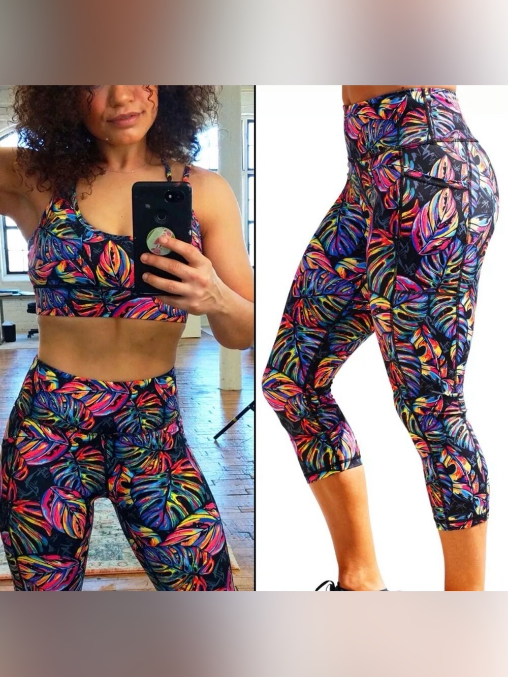 Constantly Verified Gear Tropical Leaf Capri Leggings - Multicolor